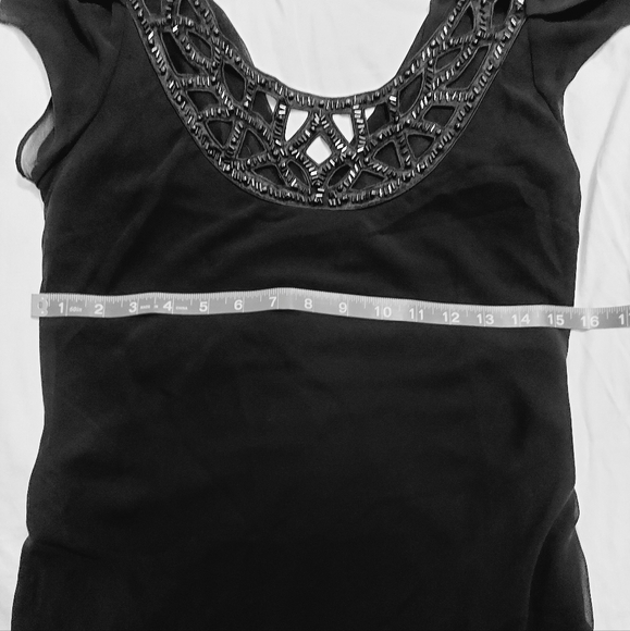 SL Fashions Black Chiffon Tea Length Dress - Picture 13 of 14